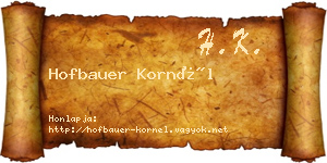 Hofbauer Kornél névjegykártya
